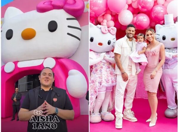 15:21 - 
							Bolo de quase três metros, copeiras de luxo e entrada inspirada em loja da China: cerimonialista de MT produz festa da filha de Hulk